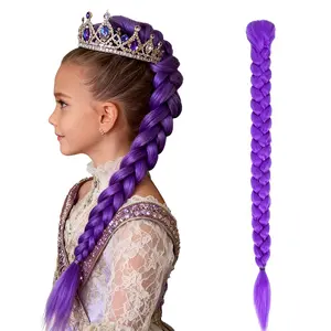 26-inch Long Purple Braided Ponytail Wig—Stunning for Parties and Cosplay Looks! Made with soft fibers and delicate braids for comfortable wear