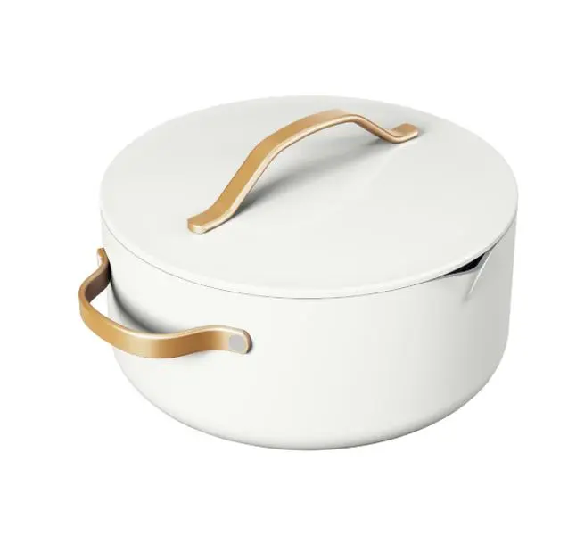 Beautiful 5 Quart Evergood Non-Toxic Ceramic Nonstick Coating Dutch Oven with Strainer Lid, White Icing by Drew Barrymore