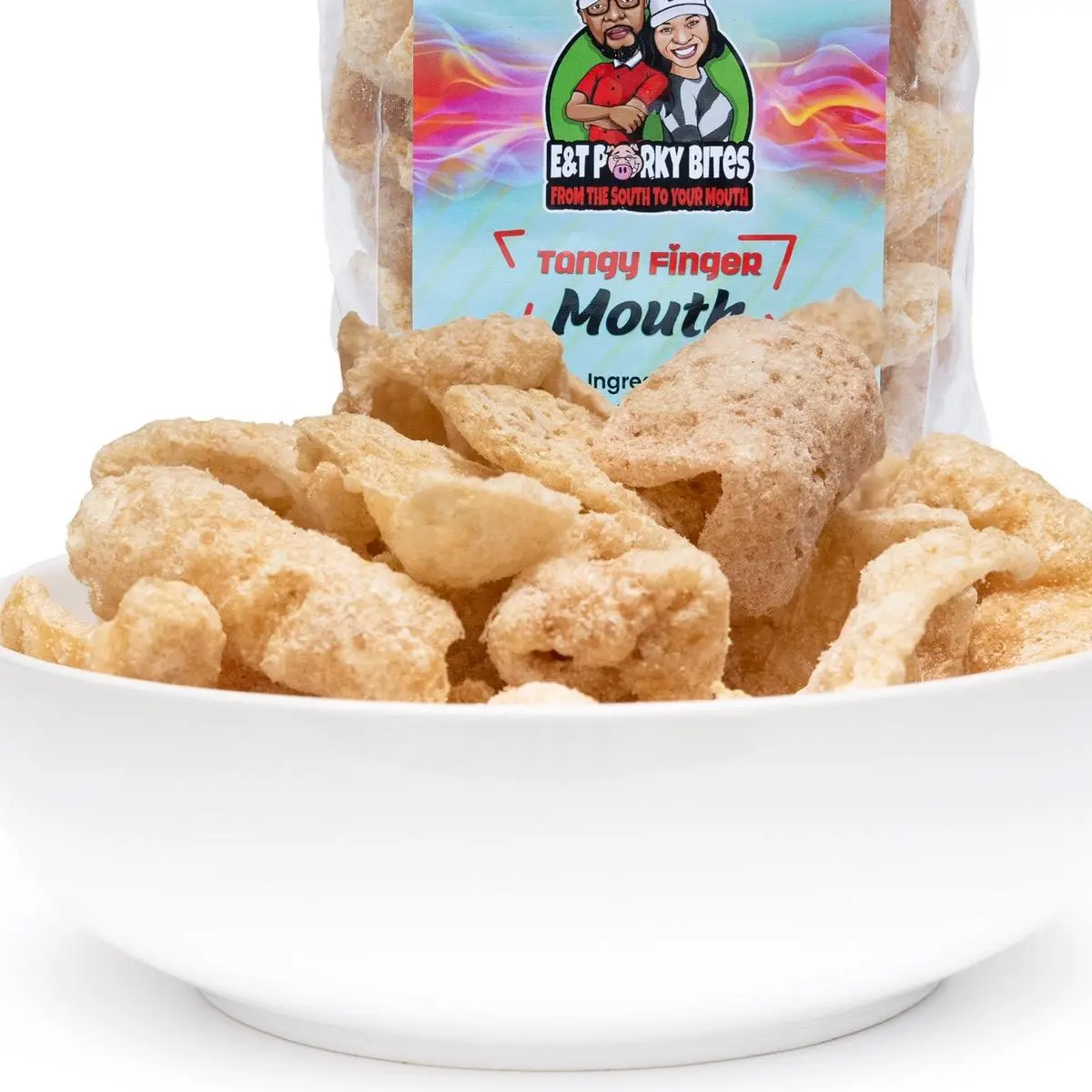 2-Bag Bundle Fried Pork Rinds - Tangy Flavor, High Protein, Low Carb, Crispy Crunchy Guilt Free Snacks, Savory Salted Protein Snack Bites