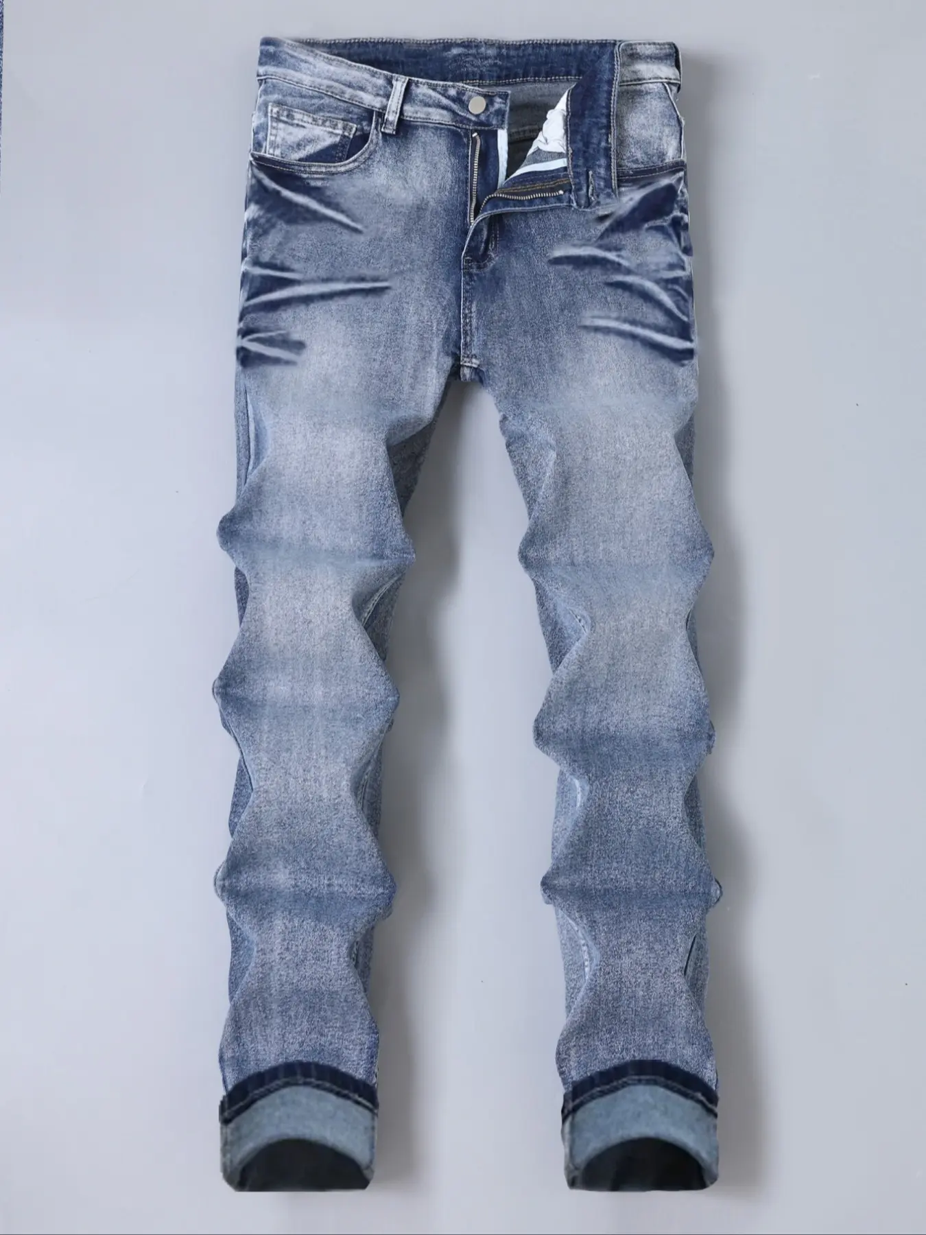 Men's Slant Pocket Classic Jeans, Slim Fit Plain Denim Jeans Pants, Comfortable Fashion Clothing, Casual Daily Wear, Stylish Men's Apparel, Casual Comfy Jeans