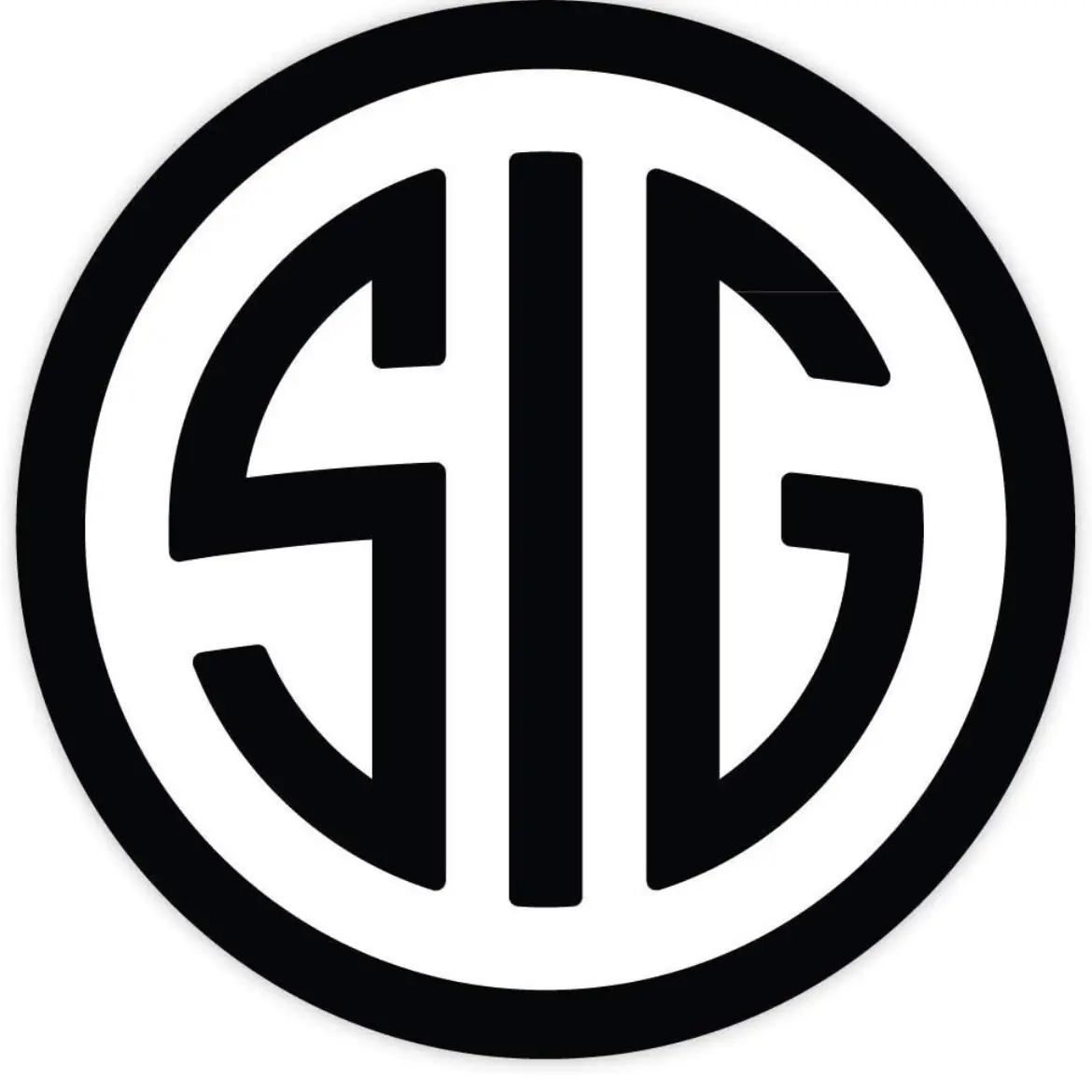 SIG rounde sticker decal 4" x 4" for cars trucks laptops and more.