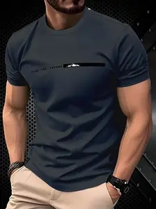 Men's Minimalist Modern T-Shirt, Deep Navy Everyday Essentials, Breathable Crew Neck Casual Shirt for Office & Away, Machine Washable Base Top, Summer Wear, Stylish Design, Durable Fabric, Short Sleeves, Menswear, Casual Streetwear Looks