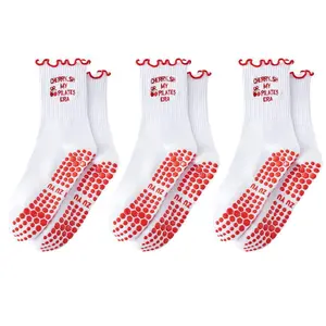 Pilates Grip Socks for Women Yoga Grippy Socks Cute Barre Non Skid Athletic Crew Sticky Sock Workout Hospital