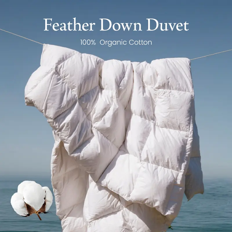 APSMILE Pure Cotton Feather Down Duvet Comforter Nature Duvet Insert All Season 100% Organic Cotton for Sweet Sleep,mid year sale,deals for you,marshmallow summerwins