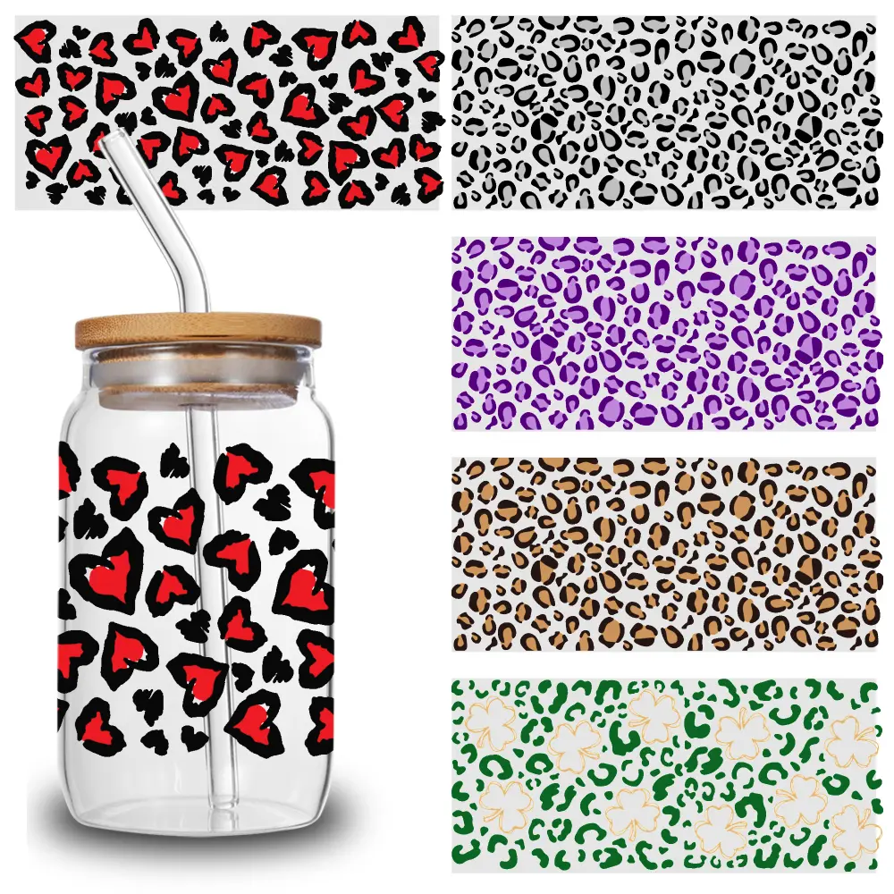 5 Sheets Black White UV  Stickers Decoration Supplies Design Waterproof Rub on Transfers Inspiring Words Decor Valentine uv  transfer sticker film dtf heat Bear Iron-On