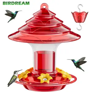 Birdream Hummingbird Feeder for Outdoors Hanging, 20oz Hummingbird Feeders with 5 Bee Guard Feeding Ports & Built-in Ant Moat Brush Leak-Proof for Outside Gifts for Women
