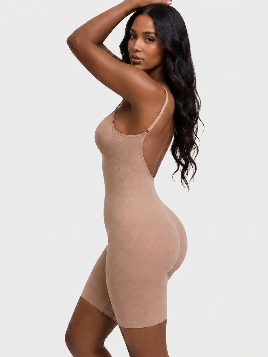 Sculpt Touch Women’s Seamless Open Back Shapewear Bodysuit Tummy Control Butt Lifting Body Shaper Low Back Compression Full Bodysuit