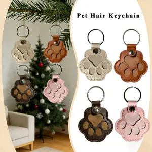 Pet Fur Storage Keychain 4PCS Cute Leather Paw Keychain Pet Hair Keepsake Keyring Unique Memorial Collection Keychain Pet Memorial Gifts for Bag Purse Paw Charm Key Holder