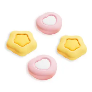 Geekshare Cream Heart Joystick Caps for Nintendo Switch 2 Joy-Con (2-Pack), Soft Anti-Slip Thumb Grip Covers