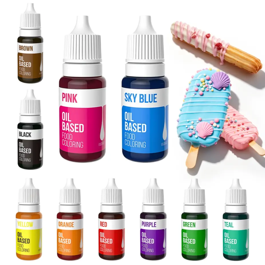 Oil Based Food Coloring 10×35 Fl. Oz Bottles Set Childrens' day，Birthday for Chocolate Covered Treats,Melts,Edible Food Dye for Cake Decorating Cookies Icing Fondant Meringues Baking Nata