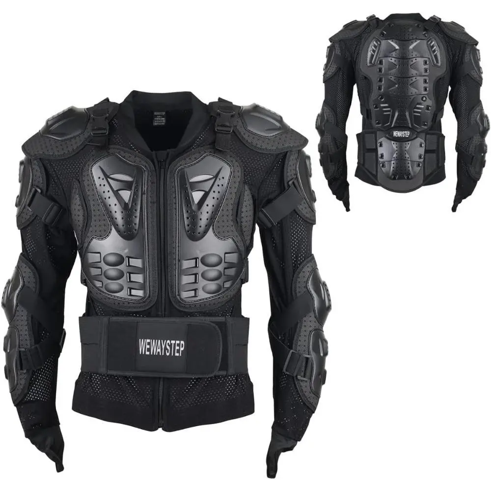Men's Motorcycle Full Body Armor Protective Jacket - Mesh & Polypropylene Gear with Chest, Spine Protection, Adjustable Shoulder Belt for Skateboard, Skating, Paintball, Large, Mountain Bike