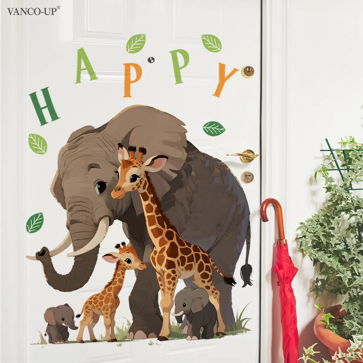 1Pc (30*90cm) Cute Grassland Animal Wall Sticker, Happy Alphabet Sticker for Home Wall Decor