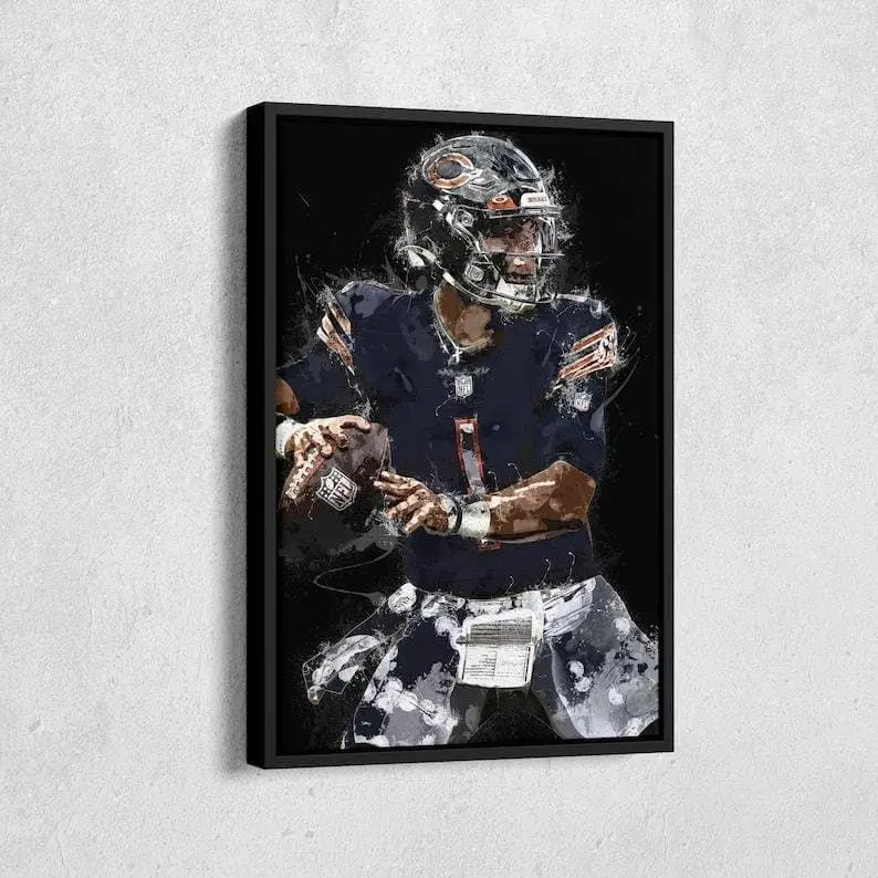 Justin Fields Poster Highlighting Dual Threat Play, Chicago Football Wall Art for Home and Man Cave Decor [UNFRAMED - PRINT ONLY]