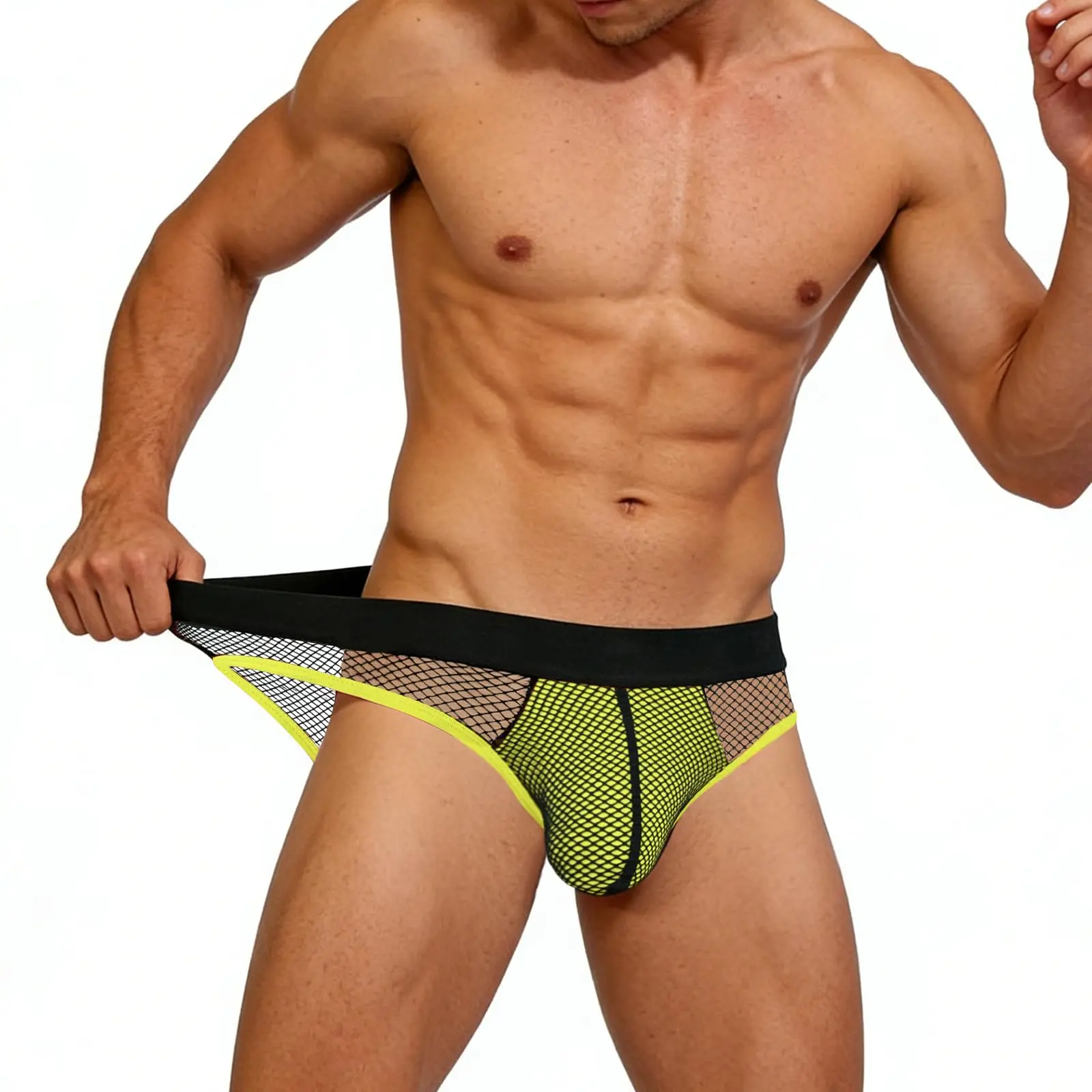Men's Sissy Fishnet Low Sexy Thong Sexy Underwear Mesh Athletic Supporter