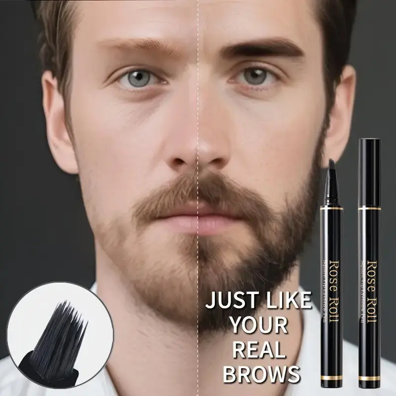 Men's Beard Pen, Waterproof Beard Filler, 24-hour waterproof formula Sweat-resistant and long-lasting Natural finish Multi-bristle design for sculpting wild beards and enhancing sideburns and facial hair Beard Shaper