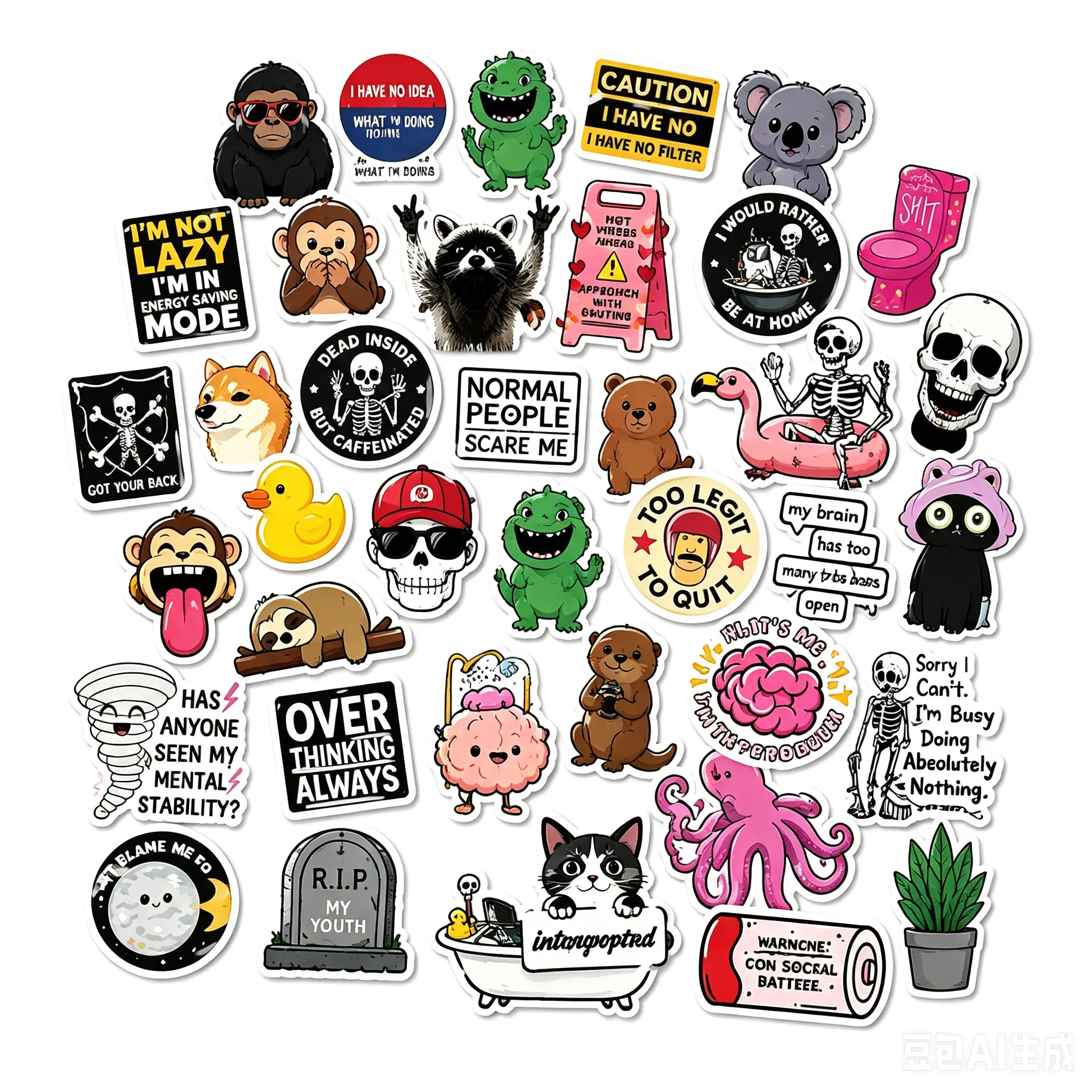 130Pcs Funny Meme Stickers, Unique Vinyl Decals for Laptop Water Bottle Skateboard Waterproof