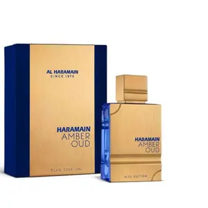 KHADLAJ Al Haramain Amber Oud Blue Edition EDP Perfume Spray, 60ml (2.0 oz) Unisex Citrus-Woody-Musk Fragrance with Grapefruit Top Notes, Single Item