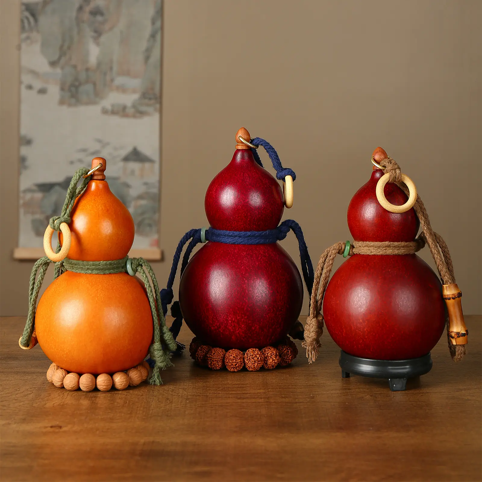 0-500ml Ancient Chinese Gourd Flask - Traditional Lacquer Techniques Artisan Sports Water Bottle, Portable Outdoor Drinkware, Unique Gift for Camping Travel, 0-500 Ml