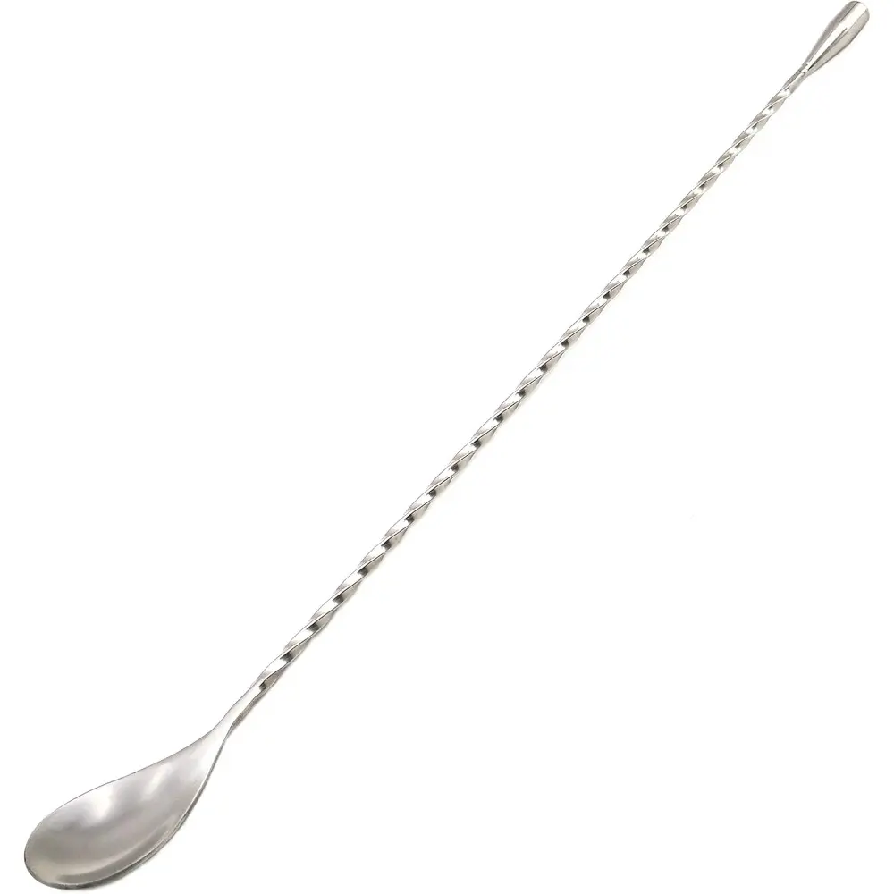 15.7 in Extra Long Bar Spoon Set - Food-Grade 18/8 Stainless Steel Spiral Pattern Stirring Utensils for Cocktails, Drink, Tea