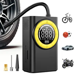 Tire Inflator Portable Air Compressor - 2600*2mAh Air Pump for Car Tires, 150PSI Cordless Tire Pump with Pressure Gauge & LED Lights - 3X Faster for Car, Motorcycle, Balls and Bicycle, Black