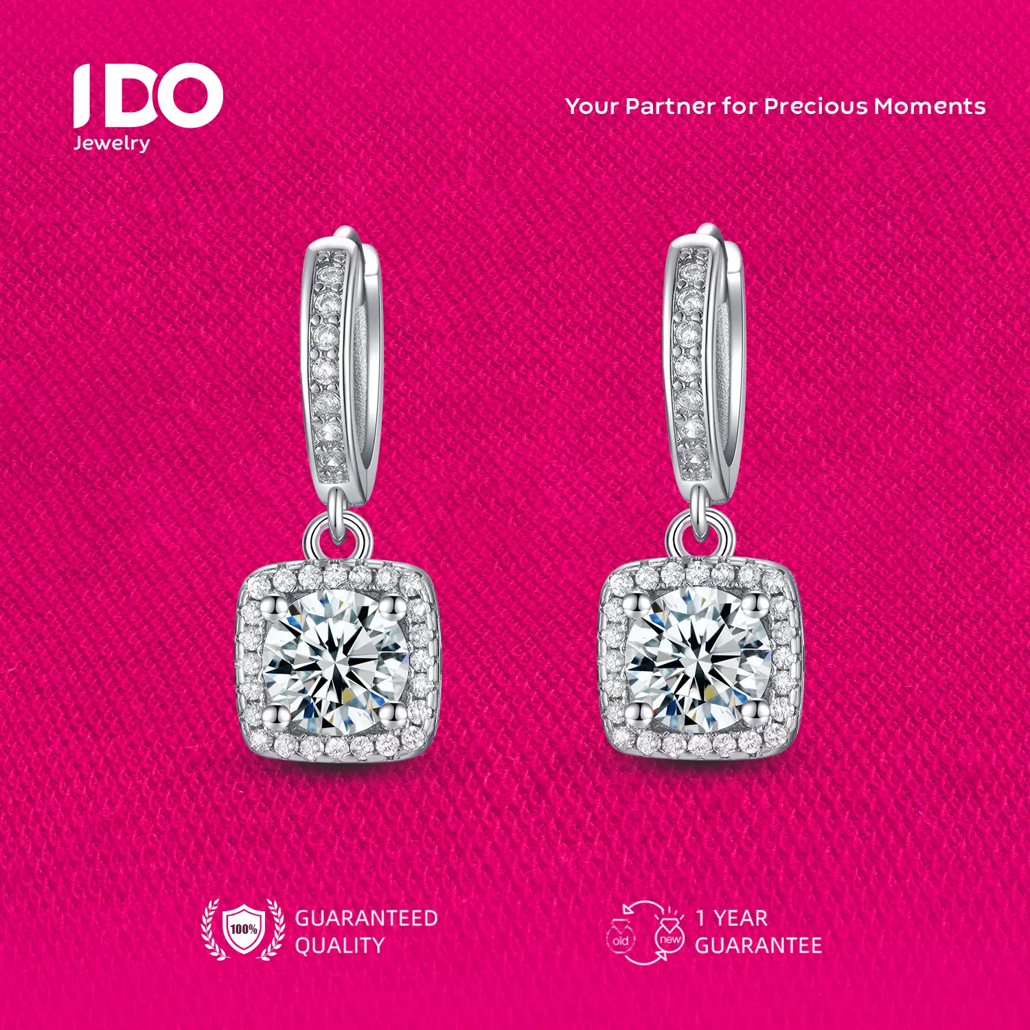 [Live Sale] E01 Platinum Coating Moissanite Aster Earring I DO Jewelry Women Accessories Elegant Beautiful Luxury Adjustable Beautiful and Luxurious No Fade No Rust with 1 Year Guarantee Passed Diamond Selector