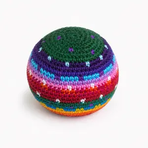 Crochet Multicolor Hacky Sack Foot Bag Stress Ball Bocce Ball Guatemala Handmade Gifts Handcraft 2.5" Diameter Fair Trade Guidelines