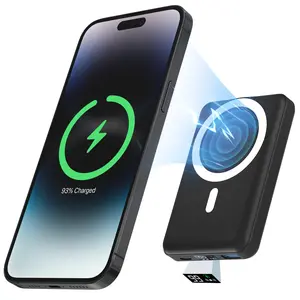 10000mAh Magnetic Portable Power Bank, 22.5W PD Fast Charging Wireless Battery Pack with LED Display, MagSafe Compatible Slim Phone Charger for iPhone 17 16 15 14 13 12 Pro Max Plus Mini - Black usb type cable usb-c compact silicone