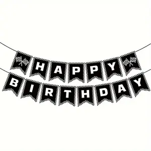 Race Car Happy Birthday Banner, Checkered Flags and, Racing Banner, Party Themed Decorations, Birthday Party Supplies, Race Car Enthusiasts
