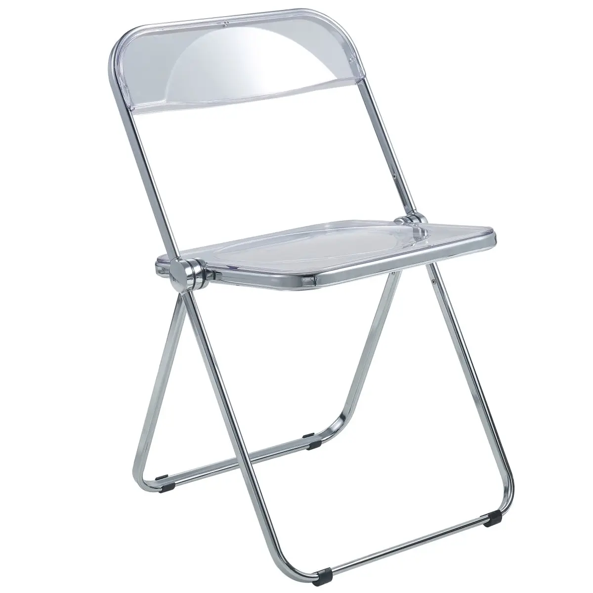 LeisureMod LF19CL Lawrence Acrylic Folding Chair with Metal Frame, Clear, Acrylic Material, Folding Dining Chair, Lightweight Foldable Chair