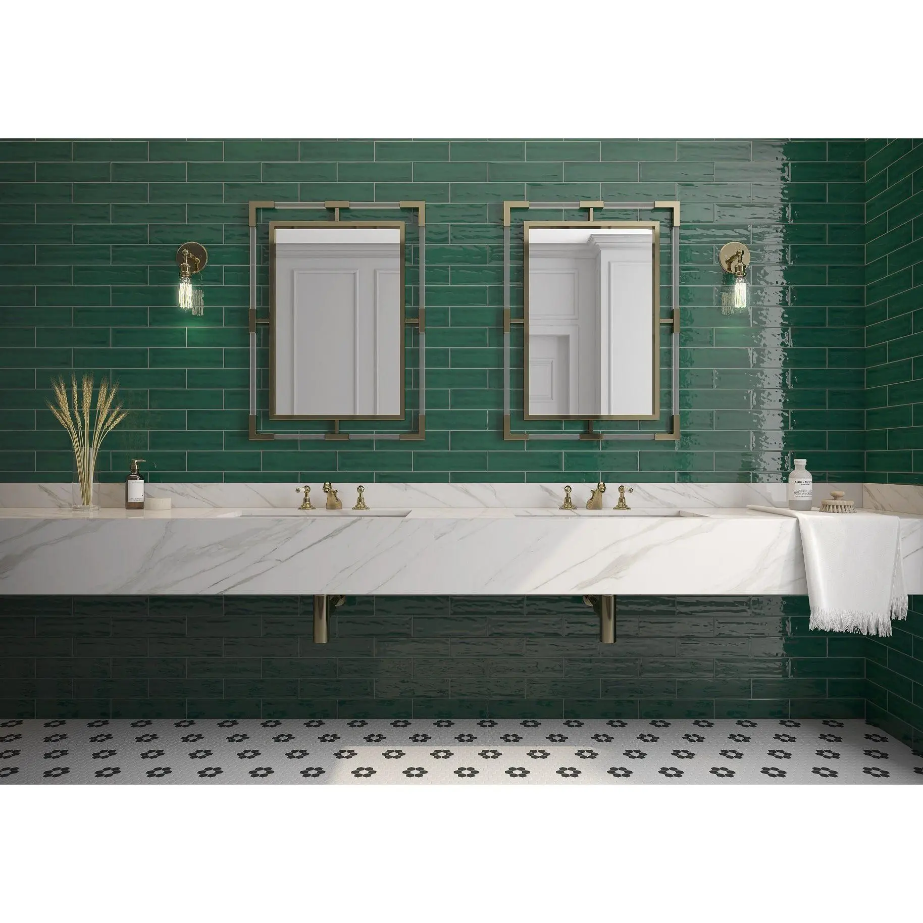 Chanelle Emerald Green 3x12 Ceramic Tile Glossy