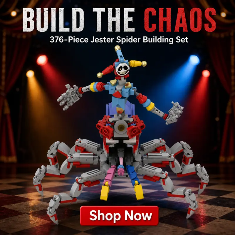 Poppy Playtime Chapter 5 The Prototype Building Block Set, Experiment 1006 Boss Figure, 376-Piece Poppy Playtime Prototype Jester Spider Micro Bricks, Horror Game Collectible Model, DIY Display Toy, Poppy Playtime Toy Gift for Fans, Desktop Decor