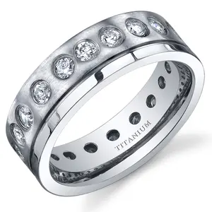 Titanium 7mm Eternity Band Daily Engagement Birthday Anniversary Male Female