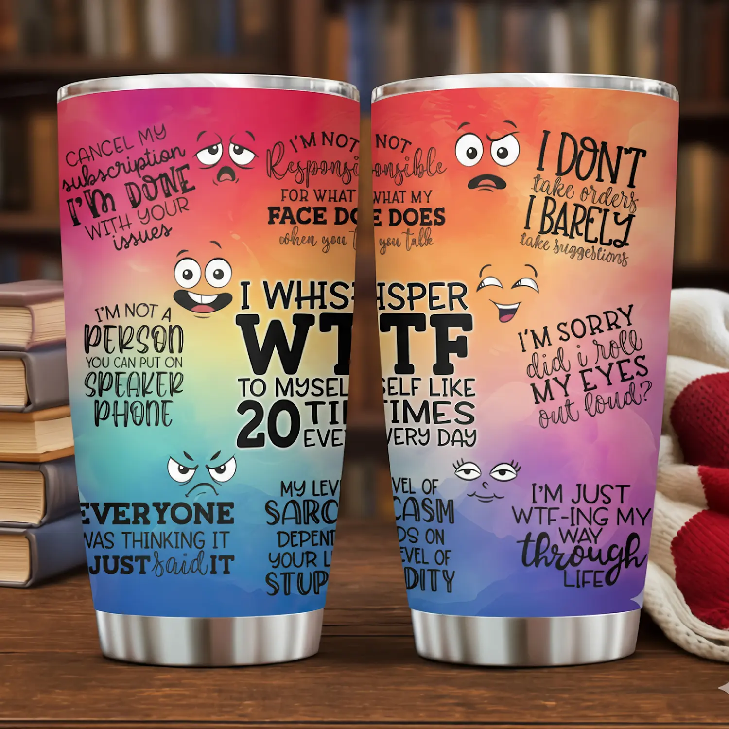 [BNB Gift] 20 Oz Stainless Steel Hidden Message Tumblers, Funny Hidden Message Tumbler – Sarcasm WTF Quote Cup | Hilarious Gift for Friends & Coworkers