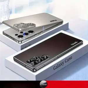 For Samsung Galaxy S26 s24 S25 Ultra metal frame phone case, split type 2-in-1 metal+lens protection, PC back cover+aluminum alloy frame business ultra-thin Shockproof, anti drop protective back cover (Comes with 1 screen protector film)