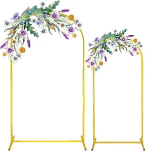 Wedding  Arch Backdrop Stand Set of 2 Gold Metal Wedding Arch Backdrop Stand for Anniversary, Birthday Parties, Baby Showers,Graduation Decorations  (7.2FT and 6FT)