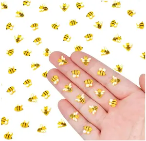 300 Pcs Mini Resin Bees Decor for Crafts, Cute Tiny Bee Animals Figurines for Miniatures Dollhouse Fairy Garden Micro Landscaping Home Decorations Halloween Christmas Party Gifts
