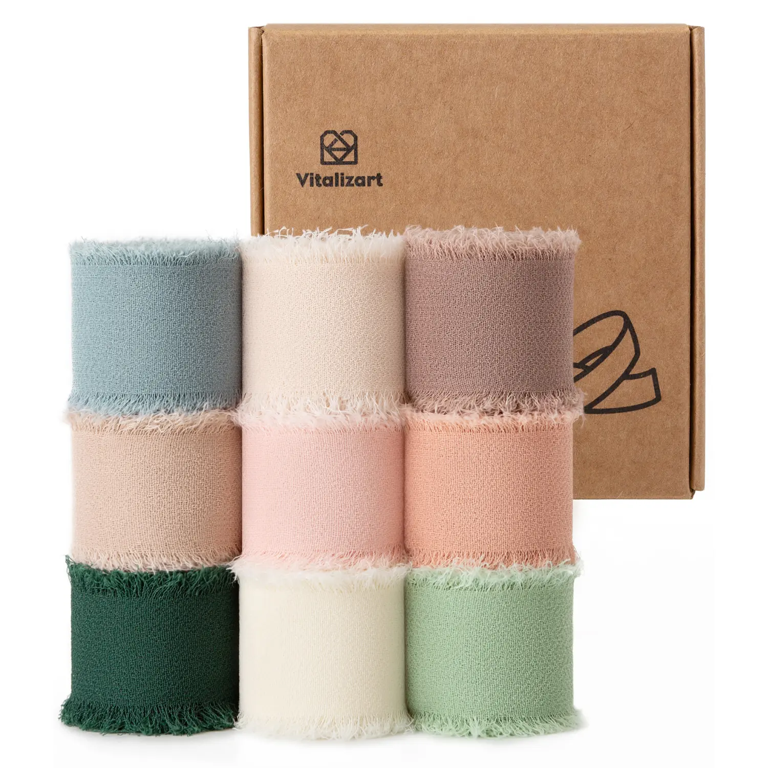 Vitalizart 1 Inch Chiffon Ribbon Set, Handmade Fringe Fabric Ribbon for Gift Wrapping, Wedding Invitations, Bridal Bouquets, Party Decor & Bow Making，dealsforyou