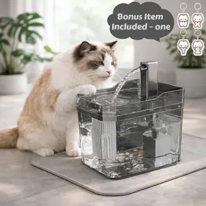 1.5L USB Smart Cat Water Fountain - Ultra Quiet & Transparent Pet Water Dispenser for Indoor Cats, with Free Cat Keychain Gift