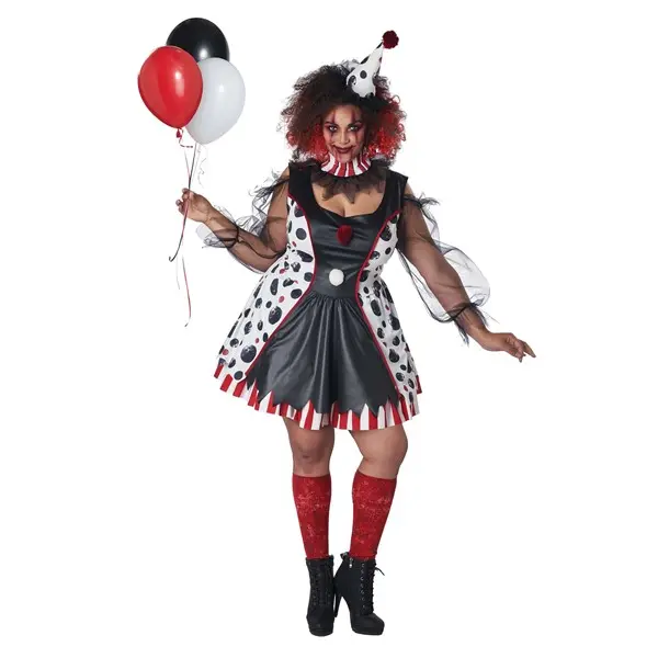 Women's Plus Size Twisted Clown Costume, Polyester, Carnival