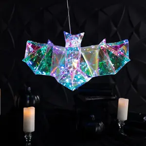 Halloween Multicolor Prismatic Bat Light-Up LED Light, 20" x 10 3/4"