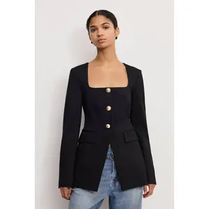 SOFT STRETCH PONTE SCULPTED BLAZER | BLACK001