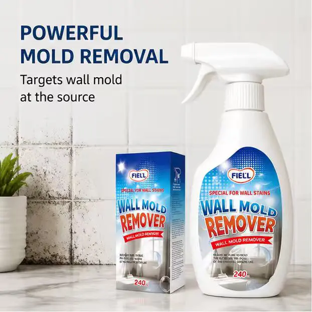 Gentle 240ml Mold Remover Spray, No-Scrub Mildew Stain Cleaner, Bleach-Free, Safe for Damage-Prone Painted Walls & Bathroom Tile Grout, Household Cleaning Spraying Solution clean surface