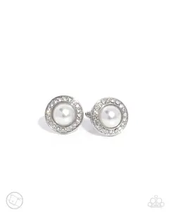 Protective Pearls - White Pearl Silver Cuff Links - Paparazzi