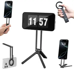 Magnetic Phone Tripod Stand for iPhone - Aluminium Smartphone Mini Tripod Pocket Cell Phone Stand N52 Strong Magnet Quick Mount Compatible with iPhone17 16 15 14 13 12 Series