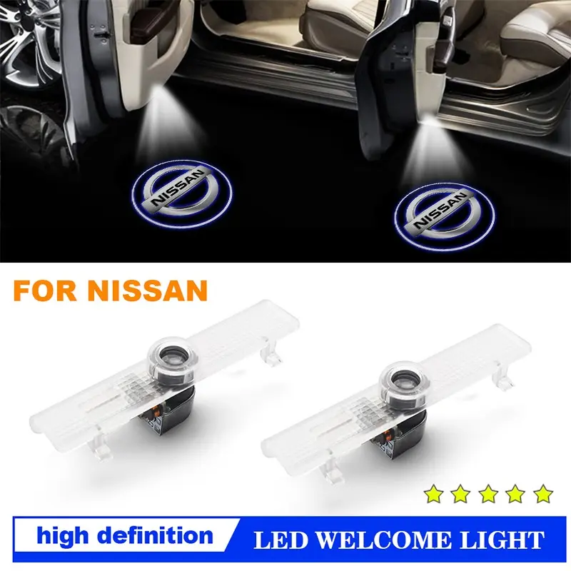 Nissan Iron Shell LED Welcome Lights, Vehicle Welcome Light, High-Definition Projection, Easy Installation, Fits Versa/sentra/qashqai, Universal Car Door Floor Lamp Upgrade, Car Door Projector Lights