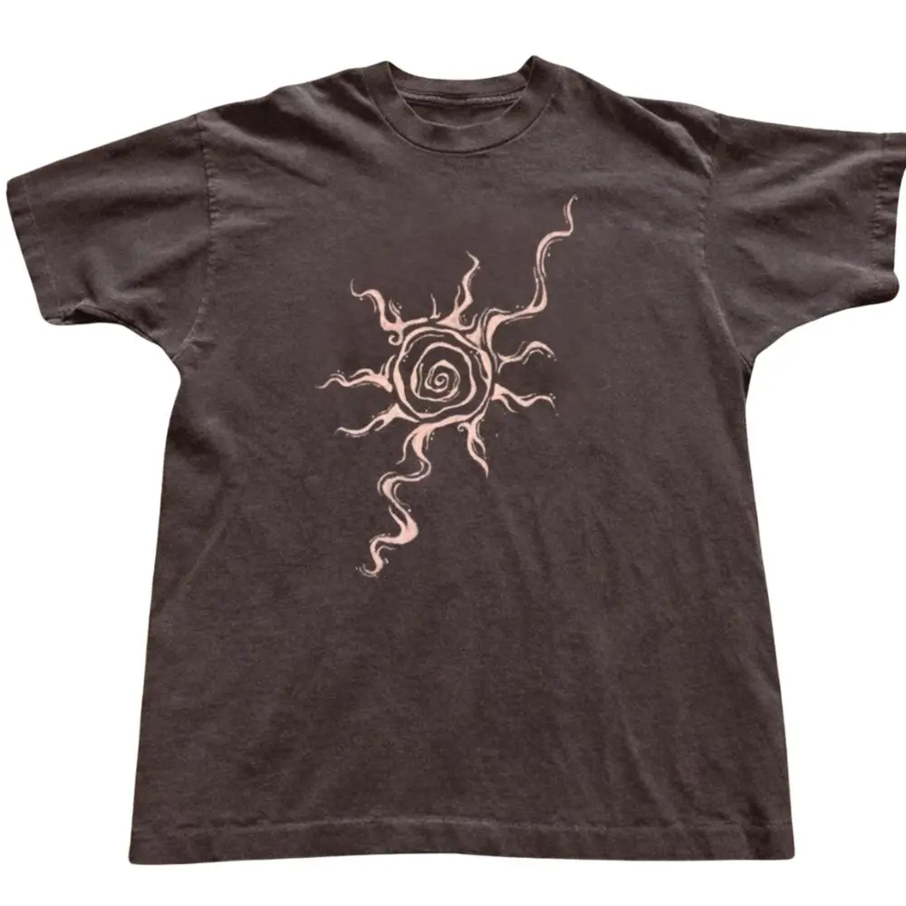 The Celestial Spiral Sun Graphic T-Shirt, Tribal Sun Symbol Tee, Boho Minimal Aesthetic Shirt, Unisex Cotton Top, Trending Shirt