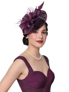 1PC Fascinators Hat Flower Mesh Ribbons Feathers on a Headband and a Clip Tea Party Headwear for Girls and Women