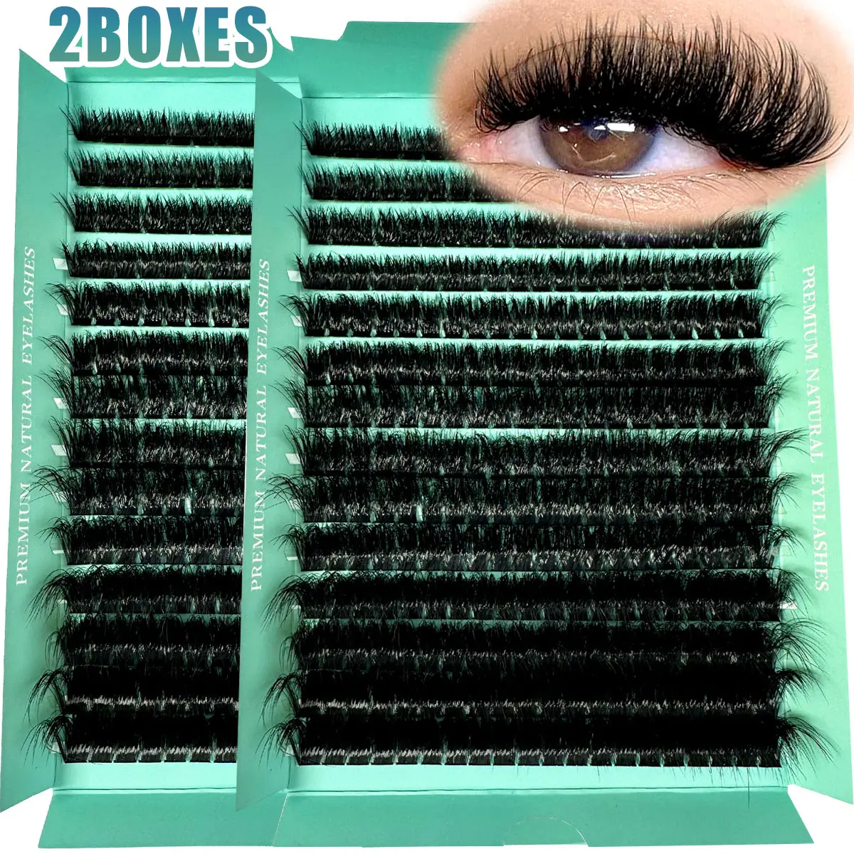 5D Fluffy Thick Soft Individual Eyelash Extensions, 2 Boxes of 8-20mm D Curl Segmented Clusters, 280pcs DIY Natural Eyelash Makeup Tools, Eyelashes Extensions
