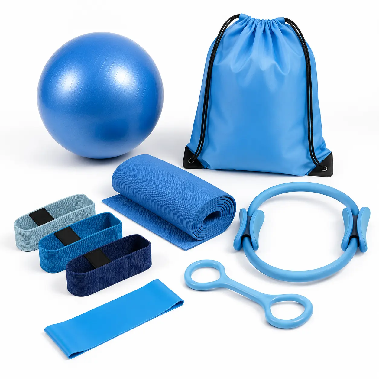 Women's Multifunctional Pilates Essential Kit - 3-in-1 Pilates Ring Set with Mini Ball, Resistance Bands, Home Workout Equipment for Yoga, Core Strengthening, No Gym Needed, Exercise, Resistance Band Workout