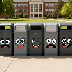 Five-Piece Cartoon Face Stickers, Self-Adhesive Removable Decorative Stickers, Fun Theme Stickers for Home, Trash Can, Wall, Toilet, Refrigerator